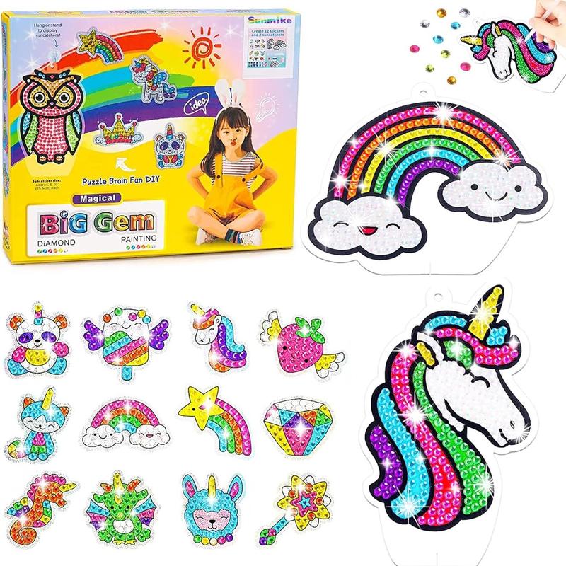 Cartoon Unicorn & Rainbow Pattern DIY Diamond Arts Colorful Painting Kit, 1 Box DIY Decorative Art Craft for Kids, Birthday Gift for Girls