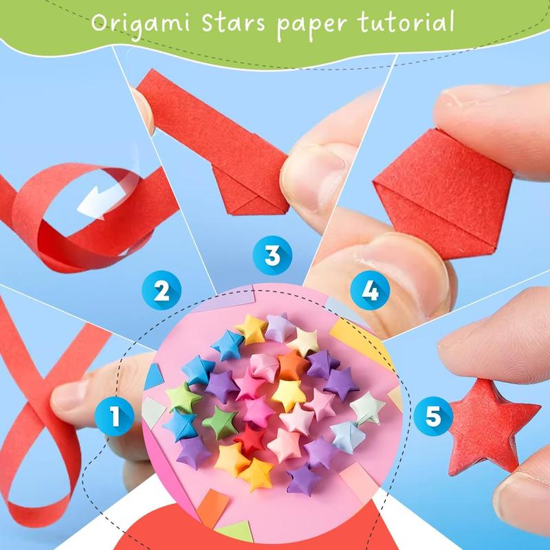 1350 Sheets Star Origami Paper 10 Assortment Color Star Strips DIY Hand Art Crafts Lucky Star Decoration Paper