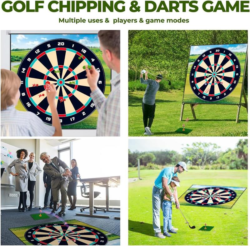 Golf Chipping Game Mat Set,Dart Practice Hitting Mats Golf Game for Adults Indoor Outdoor,Backyard Play Equipment Stick Chip Game Golf Set with Sticky Balls and Darts