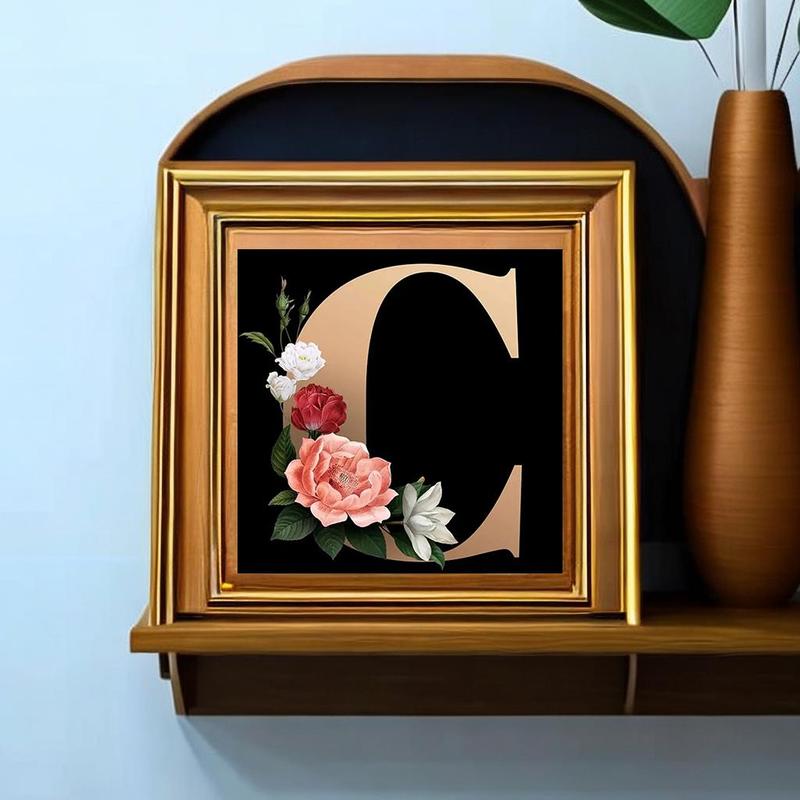 Letter C Pattern DIY Rhinestones Arts Colorful Painting Without Frame, DIY 5D Rhinestones Arts Colorful Painting Kit, Wall Art Decor For Home