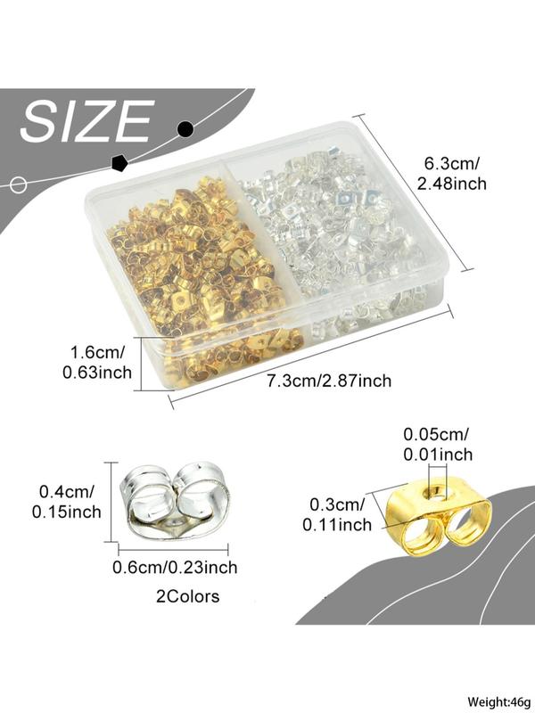 1 Box Mixed Shape Ear Nuts for Diy Jewelry Making, 2024 New Dainty Diy Jewelry for Daily Clothing Decor, Minimalist Aesthetic Diy Jewelry Gift for Women & Men