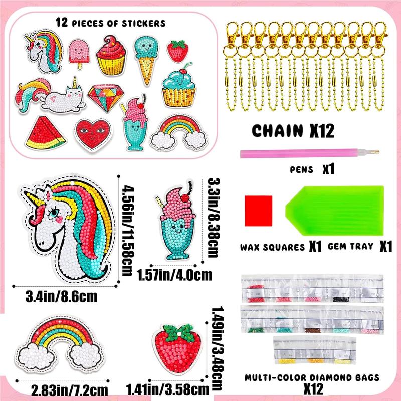 Cartoon Unicorn & Rainbow Pattern DIY Diamond Arts Colorful Painting Kit, 1 Box DIY Decorative Art Craft for Kids, Birthday Gift for Girls