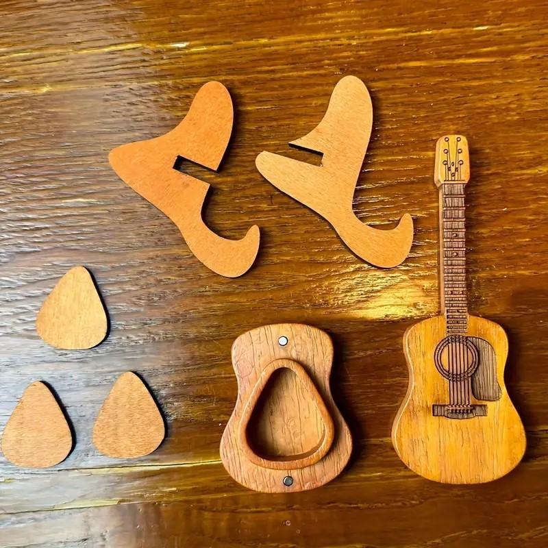 Wooden Guitar Pick Holder, Guitar Pick Storage Box with Stand, Guitar Pick Holder for Guitar, Bass, Ukulele Player, Music Accessories, Christmas Gift