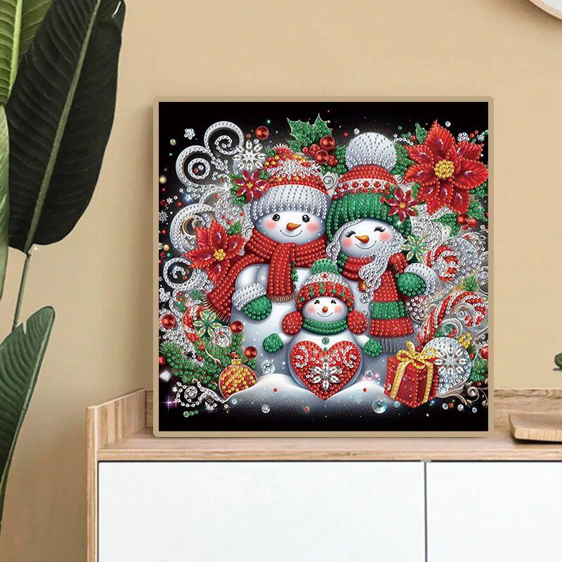 Snowman Pattern DIY Diamond Arts Painting Kit without Frame, 5D Diamond Arts Colorful Painting Kit, Wall Art Decor for Home Living Room Bedroom