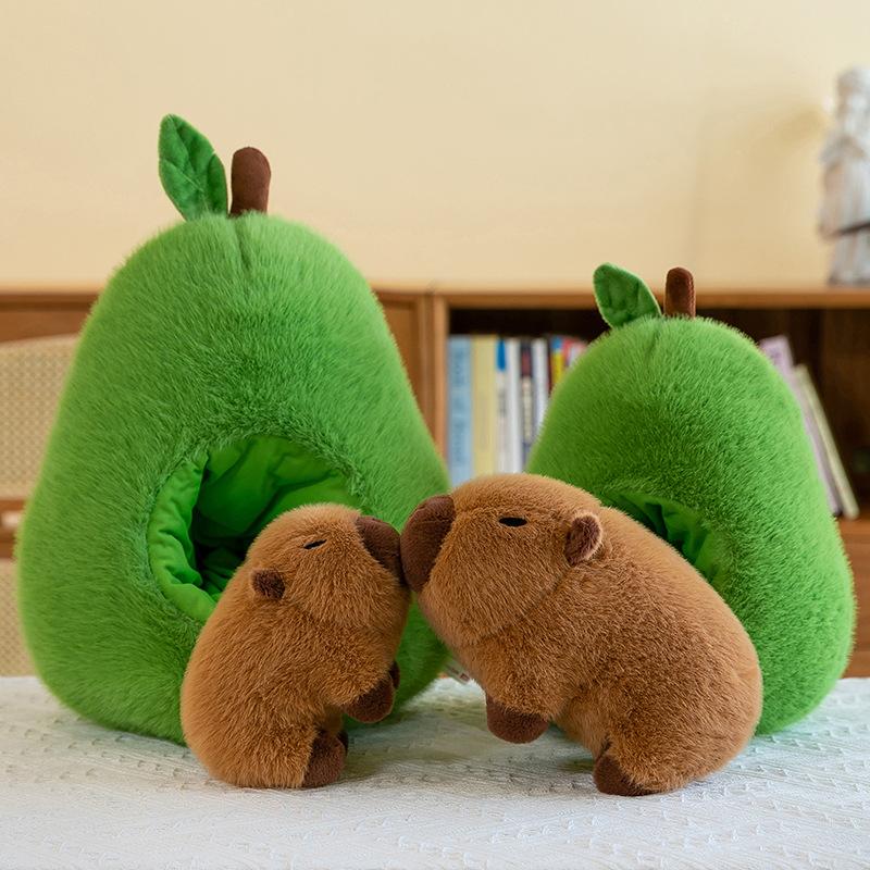 Avocado Capybara,Capybara Stuffed Animal, Capybara Plush, Capybara Toys with Turtle Backpack Plushies Hugging Gifts for Kids Brown