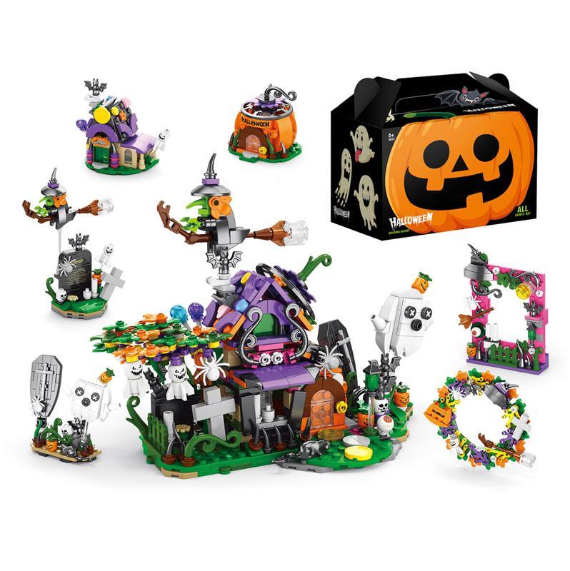 Magic Train Building Blocks Set - Witch's Haunted House - 6 in 1 Building Blocks Playset - DIY Collectible Miniature - For Ages 10+