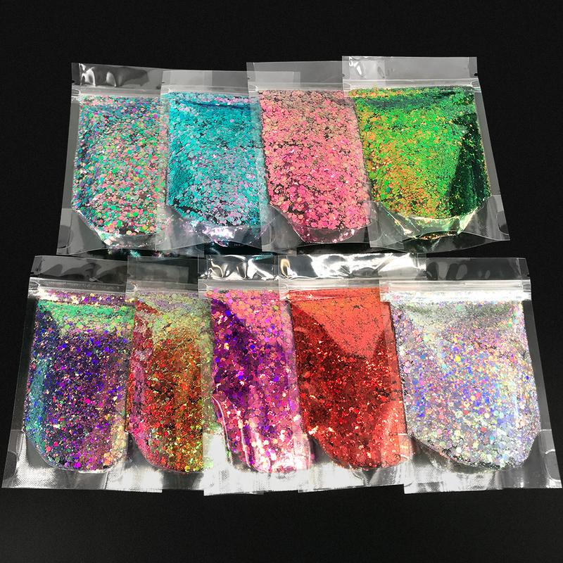 Chameleon Chunky Glitter, 2oz Color Shift Craft Glitter Powder Color Changing Iridescent Flake Sequin for Epoxy Resin, Nail, Tumbler, Phone Case, Party Decor, Jewelry Making