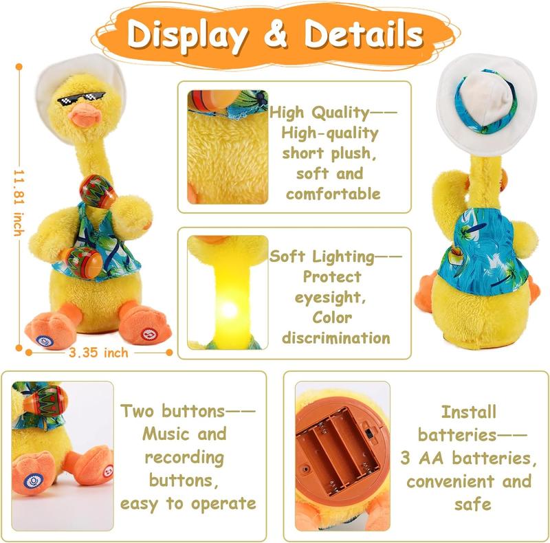 Dancing Talking Duck Toys - Electronic Rattle Toys for Kids - Repeat and Mimicking - Christmas Gifts