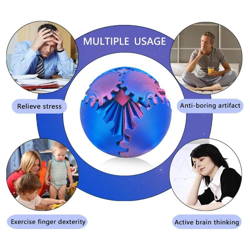 3D Printed Heart-shaped Gear Ball, 1 Count Spin Ball Gear, Work Or Travel Stress Relief Fidget Toy, Perfect for Stress and Anxiety Relaxing