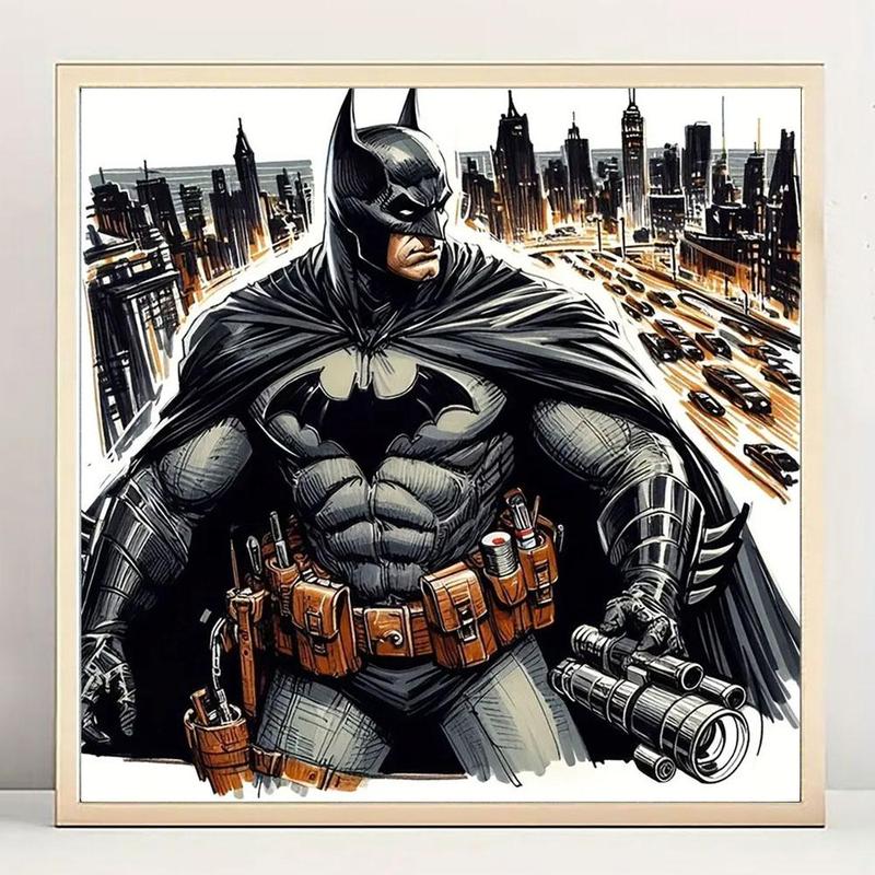 Batman Pattern DIY Diamond Arts Colorful Painting Kit without Frame, DIY 5D Diamond Arts Colorful Painting for Home Bedroom Wall Decor