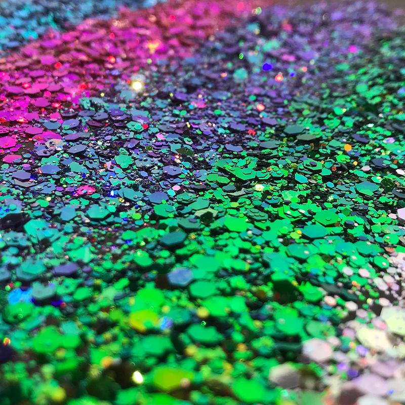 Chameleon Chunky Glitter, 2oz Color Shift Craft Glitter Powder Color Changing Iridescent Flake Sequin for Epoxy Resin, Nail, Tumbler, Phone Case, Party Decor, Jewelry Making