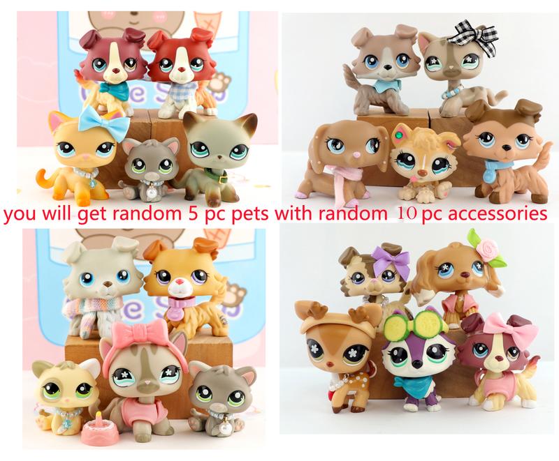 Random 5PC Figure Pets and Random 10PC Accessories for LPS Collection