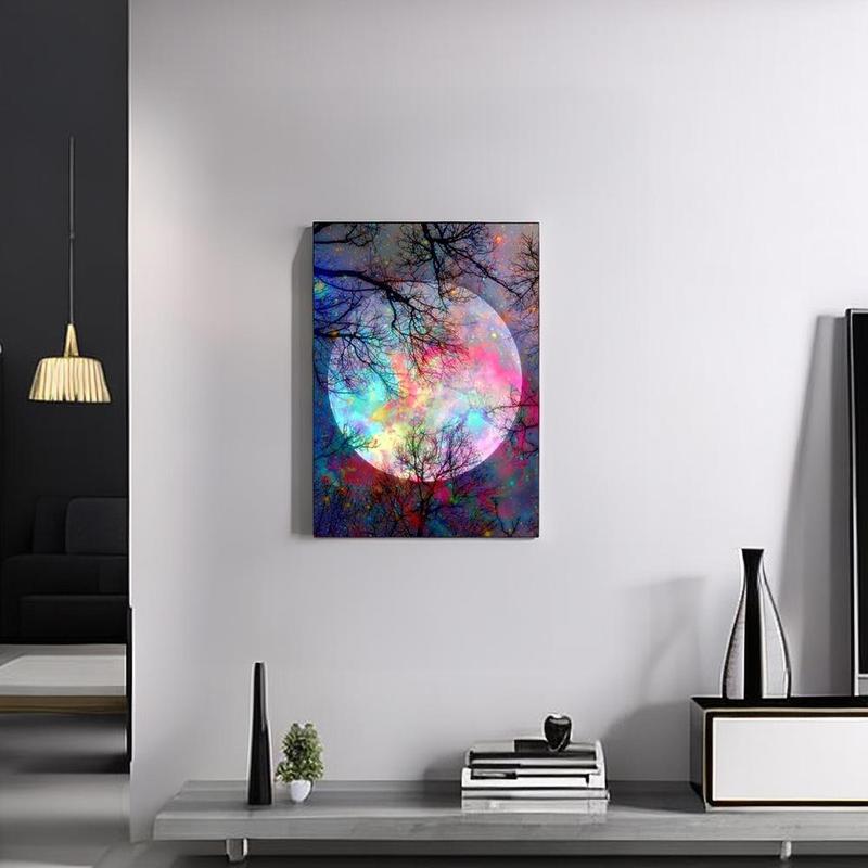 1 Set Moon & Tree Pattern DIY Diamond Painting Without Frame, Diamond Art Kit For Adults, Diamond Painting For Home Decoration