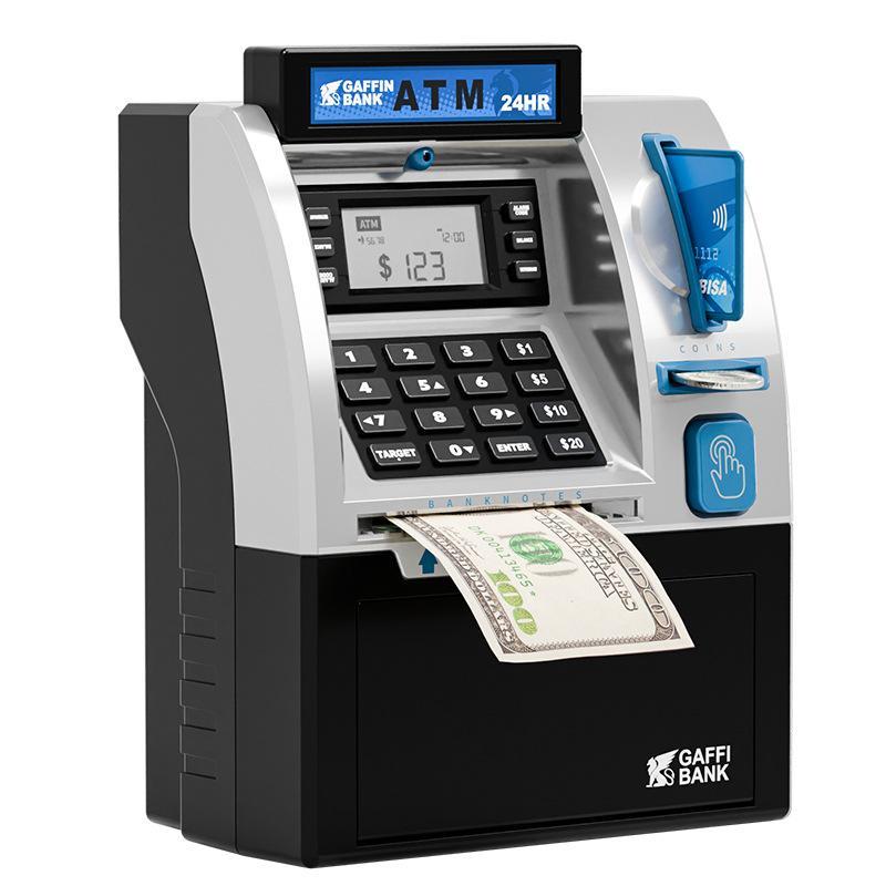 Kids Piggy Bank ATM Toy, a fun,interactive way to teach kids about moneysavings. With a realistic ATM keypad,password security, and the ability to saveboth coins and bills, it's perfect forbirthdays,holidays