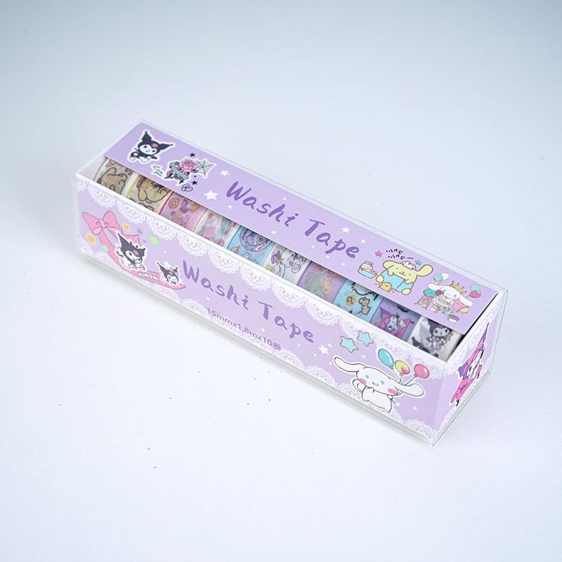 Sanrio Cartoon Cute Animal Pattern Tape, 10 Rolls box Cute Decorative Tape, DIY Decorative Sticker for Scrapbooking, Journaling, Gift Wrapping, Party Favors