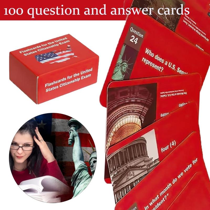 US Citizenship Flash Cards 2025, Naturalization Test Study American Civics 100 USCIS Questions and Answers Flashcards(1 Set), Medium