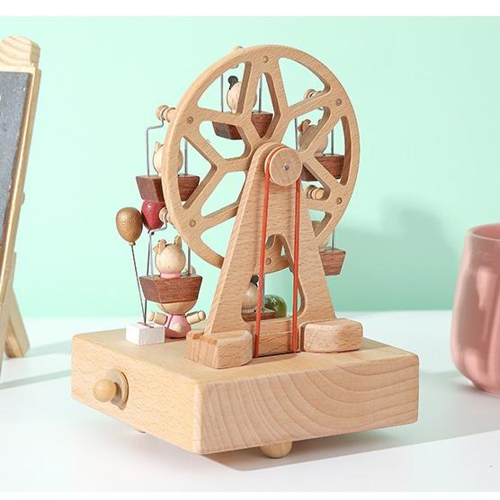 Wooden Music Box - Sky City Rotating Ferris Wheel Music Box Eight-Tone Box Wooden Creative Gifts for Lover, Boyfriend, Girlfriend, Husband, Wife