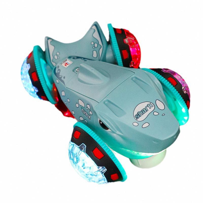 Shark Stunt Drift Rotating Car Toys With Music And Light Ocean Animals Toys