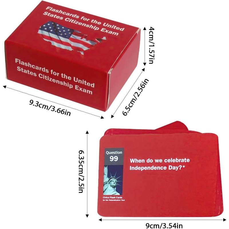 US Citizenship Flash Cards 2025, Naturalization Test Study American Civics 100 USCIS Questions and Answers Flashcards(1 Set), Medium