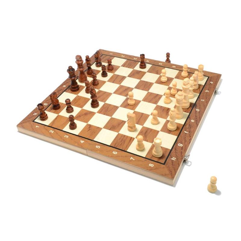 Wooden Chess Board Game, 1 Box 2 in 1 Foldable Chess Board Game, Indoor Recreation Equipment for Home & Travel, Birthday Gift