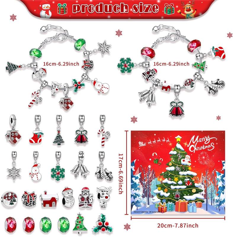 [Maly Home] Christmas Advent Calendar 2024 - 24 Days Countdown with DIY Charm Bracelets Kit & 22 Beads