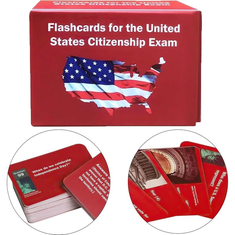 US Citizenship Flash Cards 2025, Naturalization Test Study American Civics 100 USCIS Questions and Answers Flashcards(1 Set), Medium