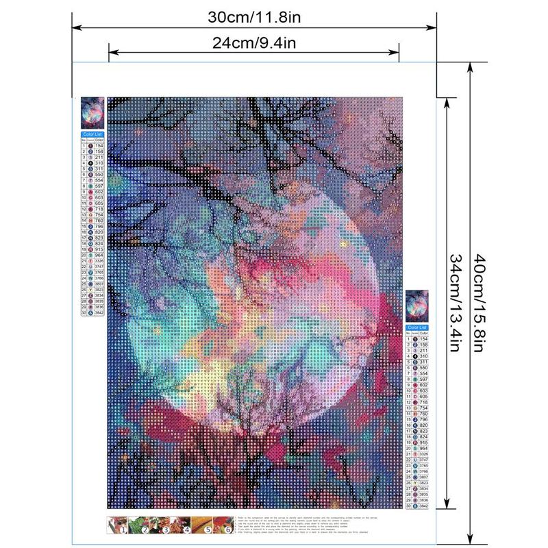 1 Set Moon & Tree Pattern DIY Diamond Painting Without Frame, Diamond Art Kit For Adults, Diamond Painting For Home Decoration