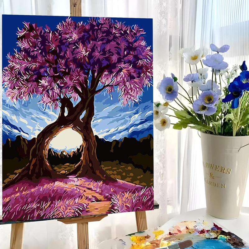 Tree Pattern DIY Painting By Numbers Kit without Frame, 1 Set DIY Paint By Numbers Kit for Beginner, Wall Art Decor for Home Living Room Bedroom