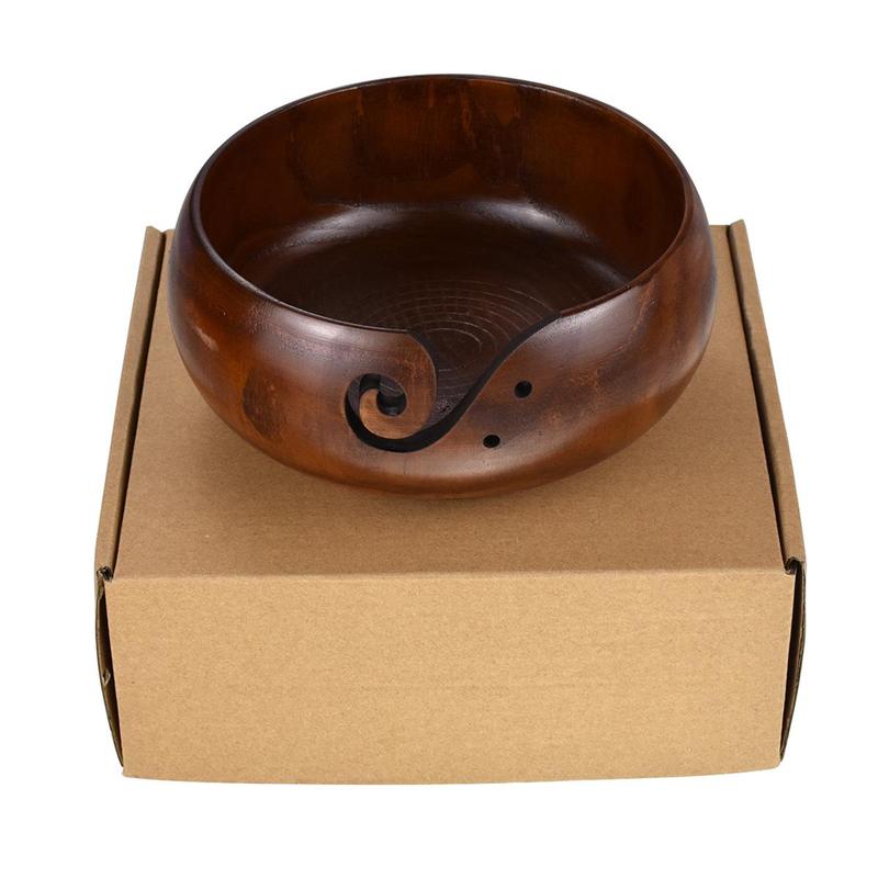 Wooden Yarn Bowl, 1 Count Knitting Yarn Storage Bowl, DIY Knitting Hook Accessories