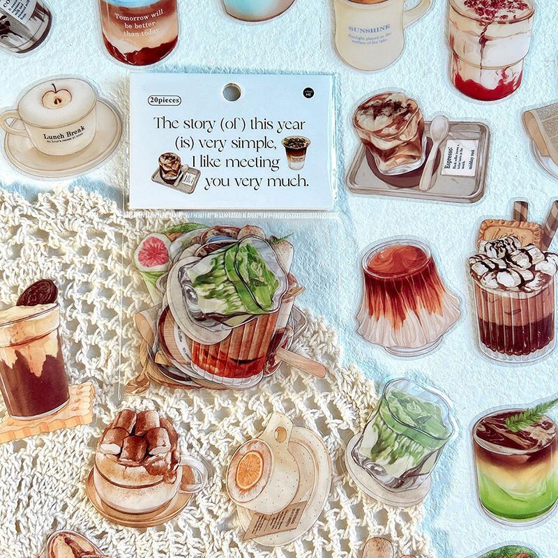 Afternoon Tea Themed Sticker, 20pcs set DIY Decorative Sticker for Scrapbooking & Journal Making