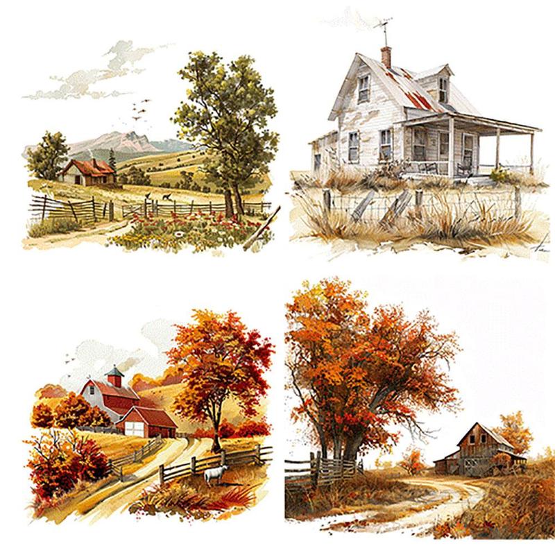 Seasonal Pasture Scenery Sticker, 20pcs Landscape Art Decals, Decorative Sticker for Scrapbook & Journal & Gift Wrapping