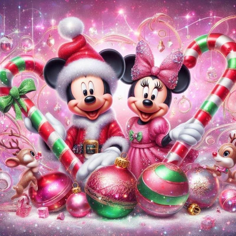 Cartoon Mickey & Minnie Mouse Pattern DIY Diamond Arts Colorful Painting Kit without Frame, DIY Decorative Art Picture, Wall Art Decor for Home