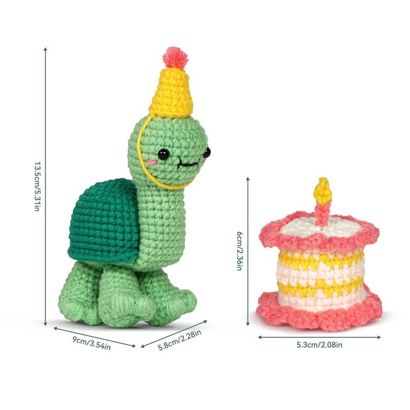 Cute Turtle Design Crochet Kit, 2 Counts set DIY Crochet Kit With Step-by-step English Video Tutorial, DIY Handmade Lover Starter Kit