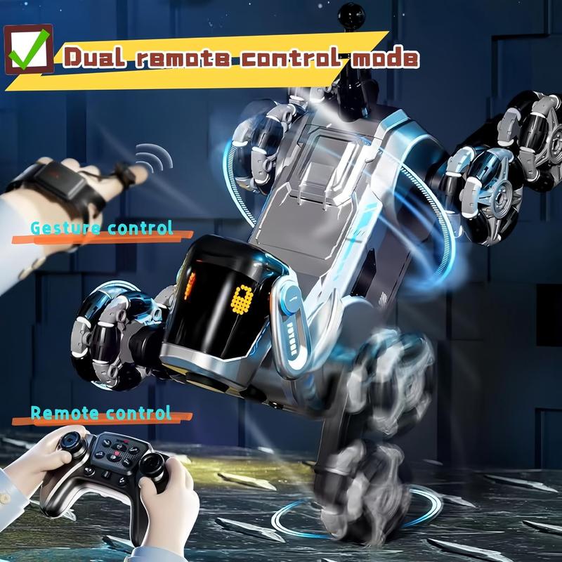 Children's robot toy, robot dog that can shoot water bombs, rechargeable - dual mode control, automatic demonstration, dance, music, glowing LED eyes