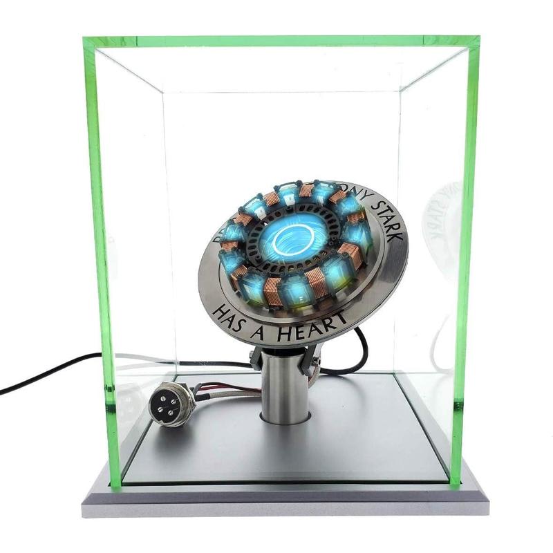 Iron Man Arc Reactor 1:1 Ratio, Vibration Sensing, LED Light, USB Connection, with Display Case. for Collections