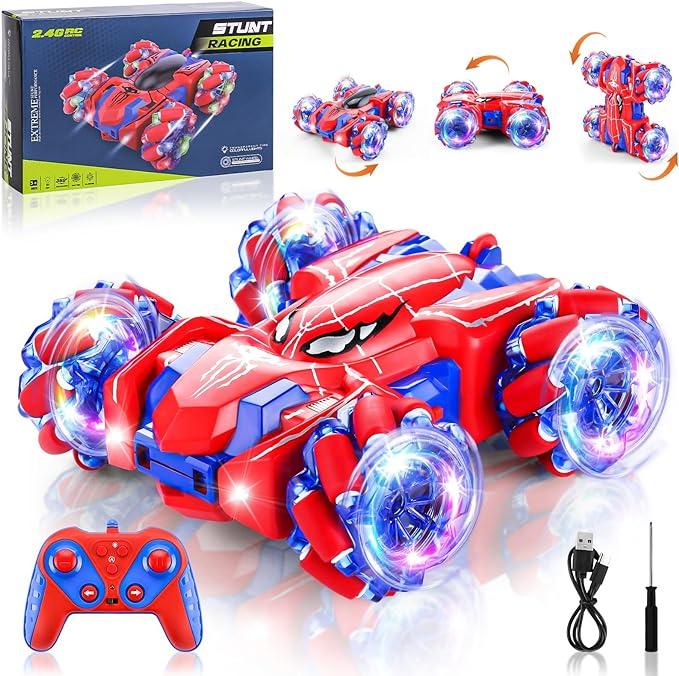 Spider Remote Control Stunt Car, 2.4Ghz RC Toy Cars with Headlight Double Sided Off-Road 360° Rotating RC Drift Car