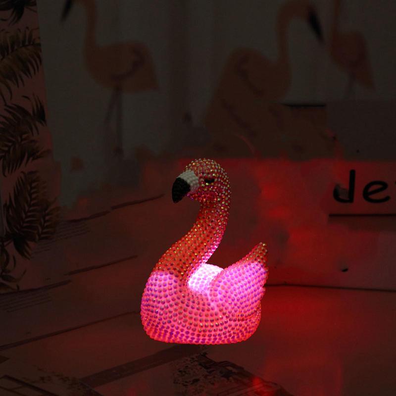 DIY 5D Diamond Arts Colorful Painting Kit, Ornament Kit, Cute Flamingo Shaped DIY Painting Night Light, Handmade Art Crafts For Home Decor