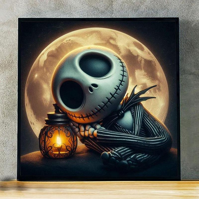 The Nightmare Before Christmas Theme Diamond Arts Colorful Painting Kit, 1 Set DIY Round Diamond Embroidery Kit, DIY Decorative Art Picture