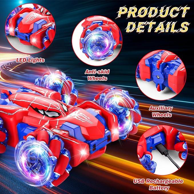 Spider Remote Control Stunt Car, 2.4Ghz RC Toy Cars with Headlight Double Sided Off-Road 360° Rotating RC Drift Car