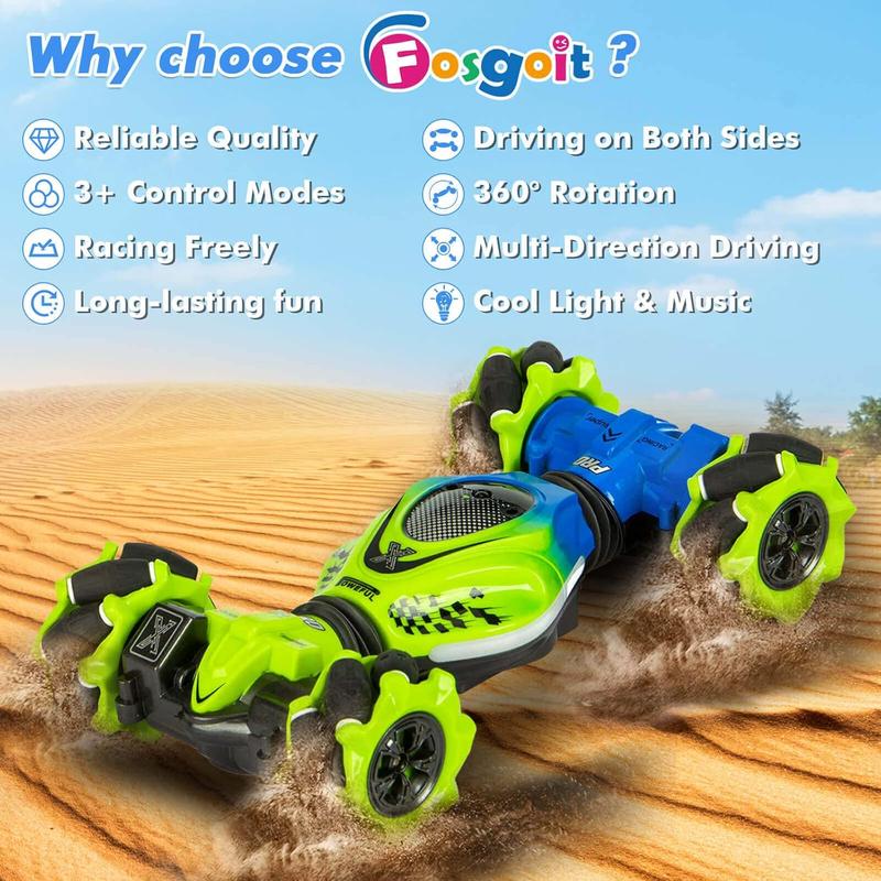 Gesture Sensing RC Stunt Car - 4WD Offroad Twist Car with 360° Rotation, Lights & Music, Perfect Birthday Gift for Kids 6-12