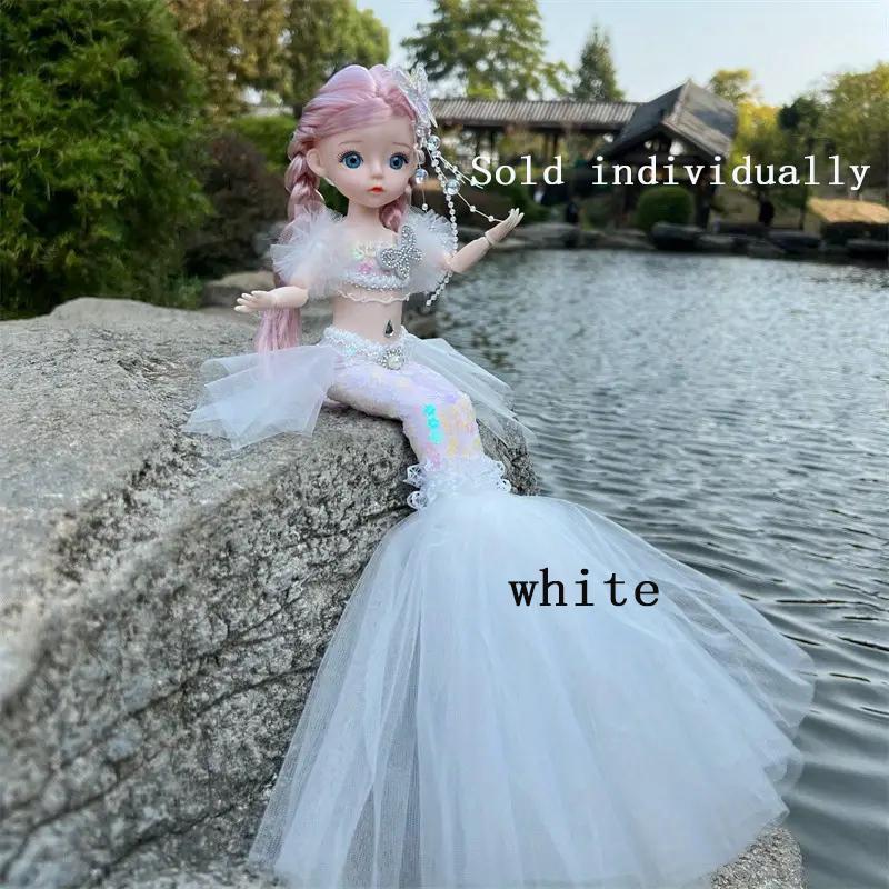 Cute Mermaid Girl Doll, 1 Count Wedding Dress Princess Doll, Mermaid Dolls with Fantasy Hair and Dress, Well-dressed Mermaid Dolls, Christmas Gift