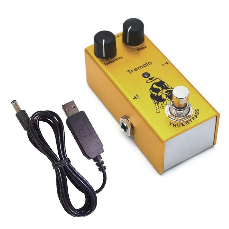 Guitar Tremolo Effect Pedal, Portable Guitar Tremolo Mini Pedal with DC 9V USB Power Cable, Music Accessories for Guitar & Bass