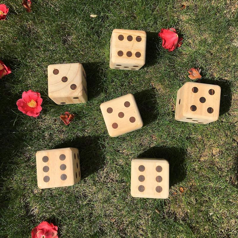 Giant Wooden Yard Dice, Outdoor Games Set of 6 with Two Games Party Lawn Games