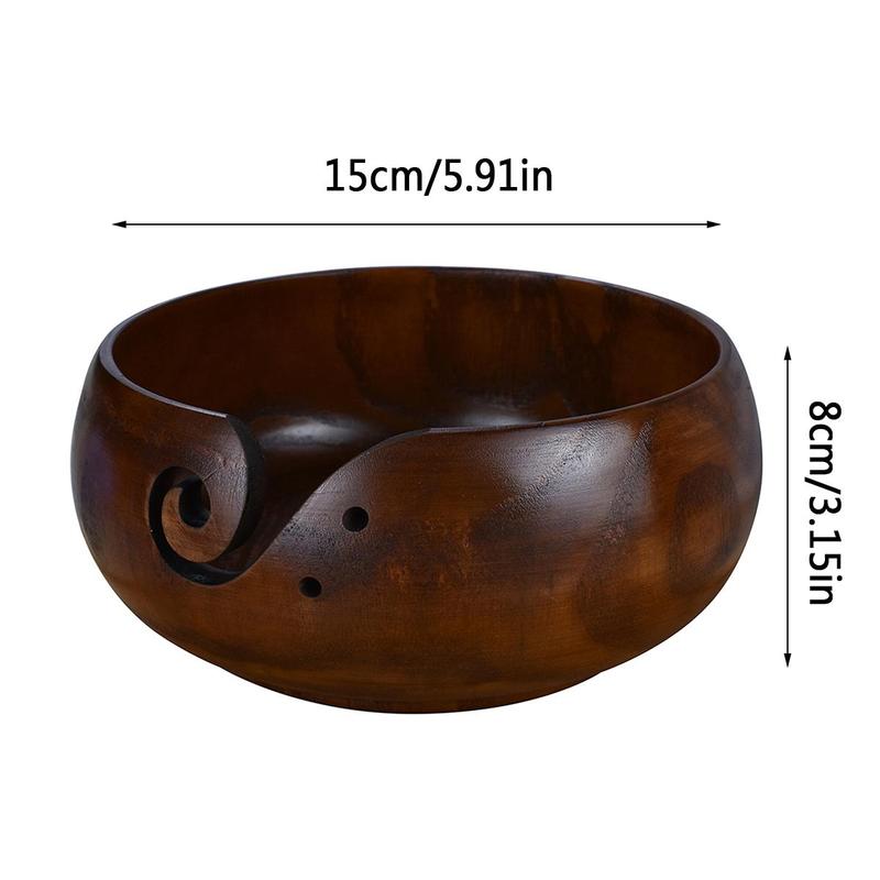 Wooden Yarn Bowl, 1 Count Knitting Yarn Storage Bowl, DIY Knitting Hook Accessories