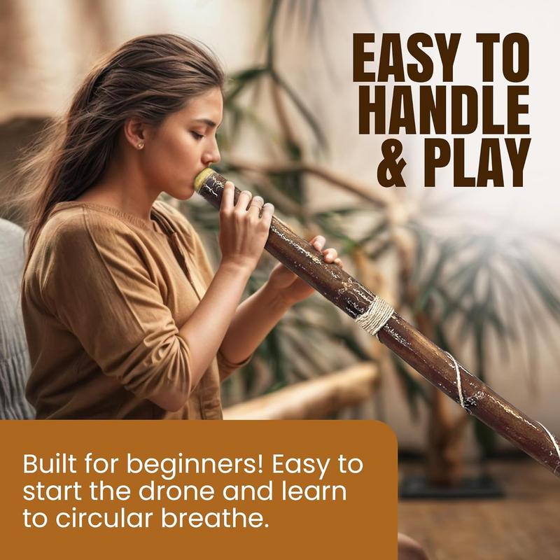 Modern Didgeridoo Instrument – Hand-fired with Beeswax Mouthpiece, Durable and Lightweight, Ideal for Beginners – Key of D