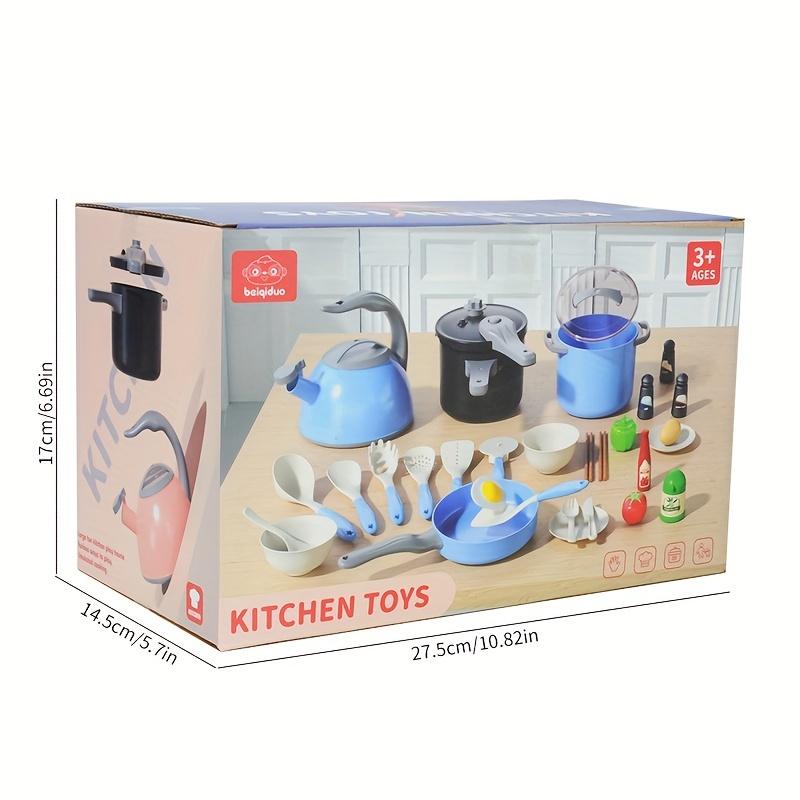 Kids Play Kitchen Set, Pretend Play Cooking Toys Set, Kitchen Toys Playset, Toy Pots And Pans For Kids Kitchen With Fake Play Food Cookware Utensils Dishes, Halloween Christmas Gift