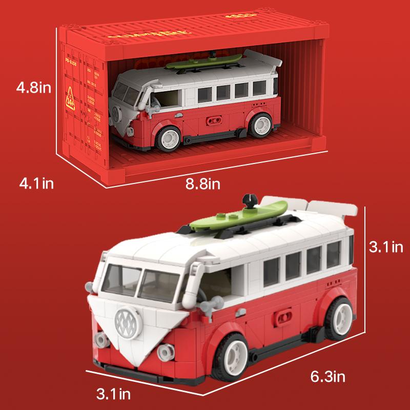 XQ - T1 Camper Block Set - With Collectible Display Box - DIY Display Vehicle - 456 Piece Set - For Ages 8+ - Summer Time Collection