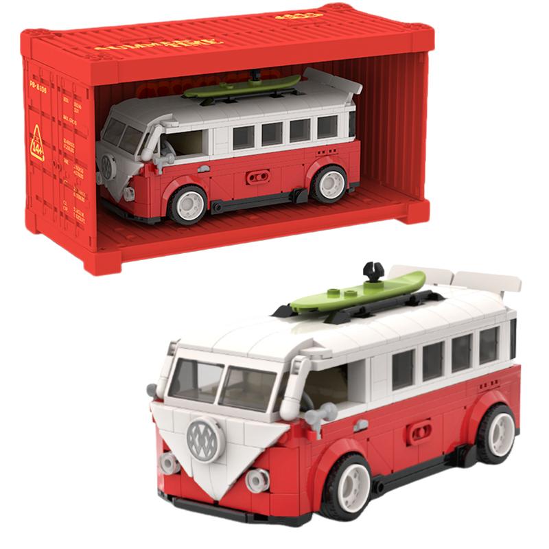 XQ - T1 Camper Block Set - With Collectible Display Box - DIY Display Vehicle - 456 Piece Set - For Ages 8+ - Summer Time Collection