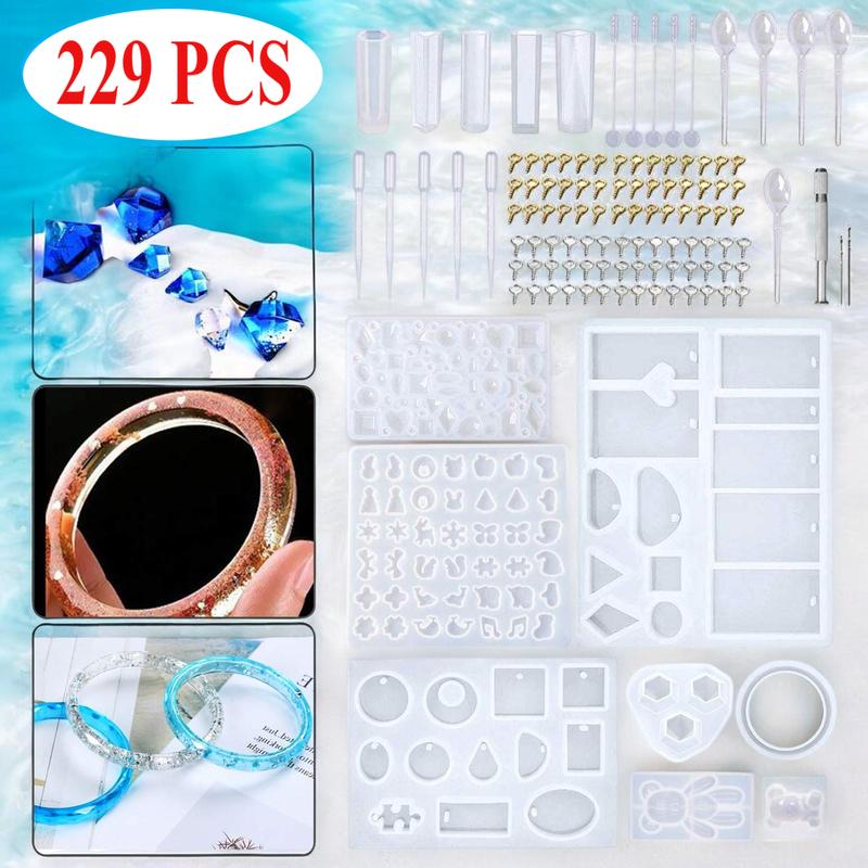 229Pcs Silicone Resin Molds - DIY Jewelry Making Molds Kit,Jewelry Making Tool,DIY Craft Supplies,Epoxy Resin Molds