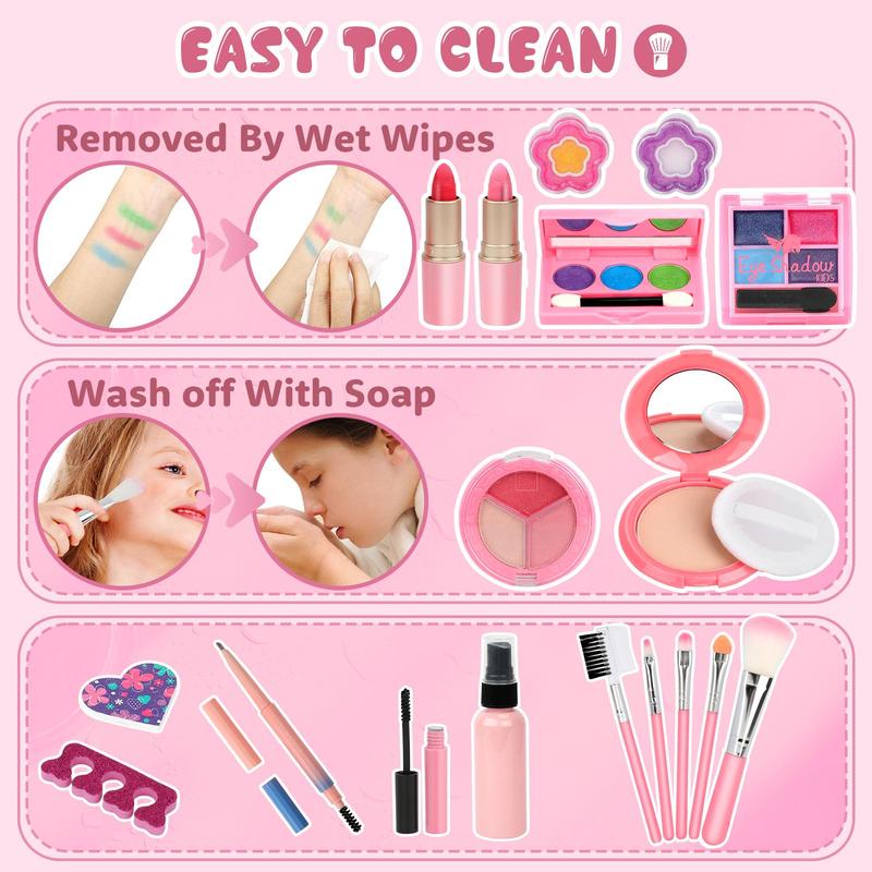 Girls Makeup Toy Set, 22pcs set Washable Makeup Toy, Pretend Play Makeup Toy for Kids, Creative Makeup Toy Kit for Birthday Gifts